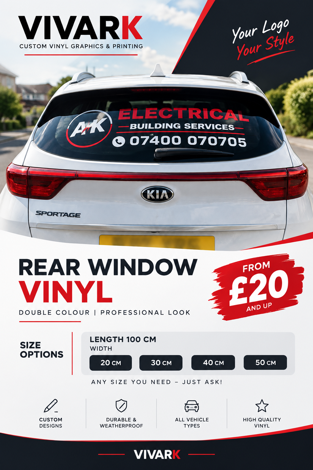 VIVARK Kia Sportage rear window vinyl